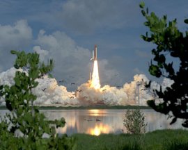 Shuttle lift off in the Everglades